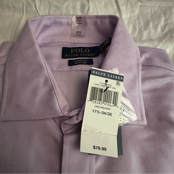 Men’s cotton 17.5” x 34-35” Polo Ralph Lauren light orchid dress shirt. NWT - Picture 2 of 3